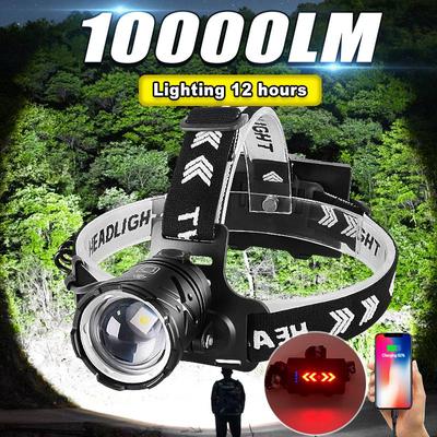 10000 LM Najvýkonnejšia čelovka 18650 Dobíjacie vysokovýkonné LED svetlomety s rybárskou hlavou baterkové osvetlenie 12 hodín super jasná hlavová lampa