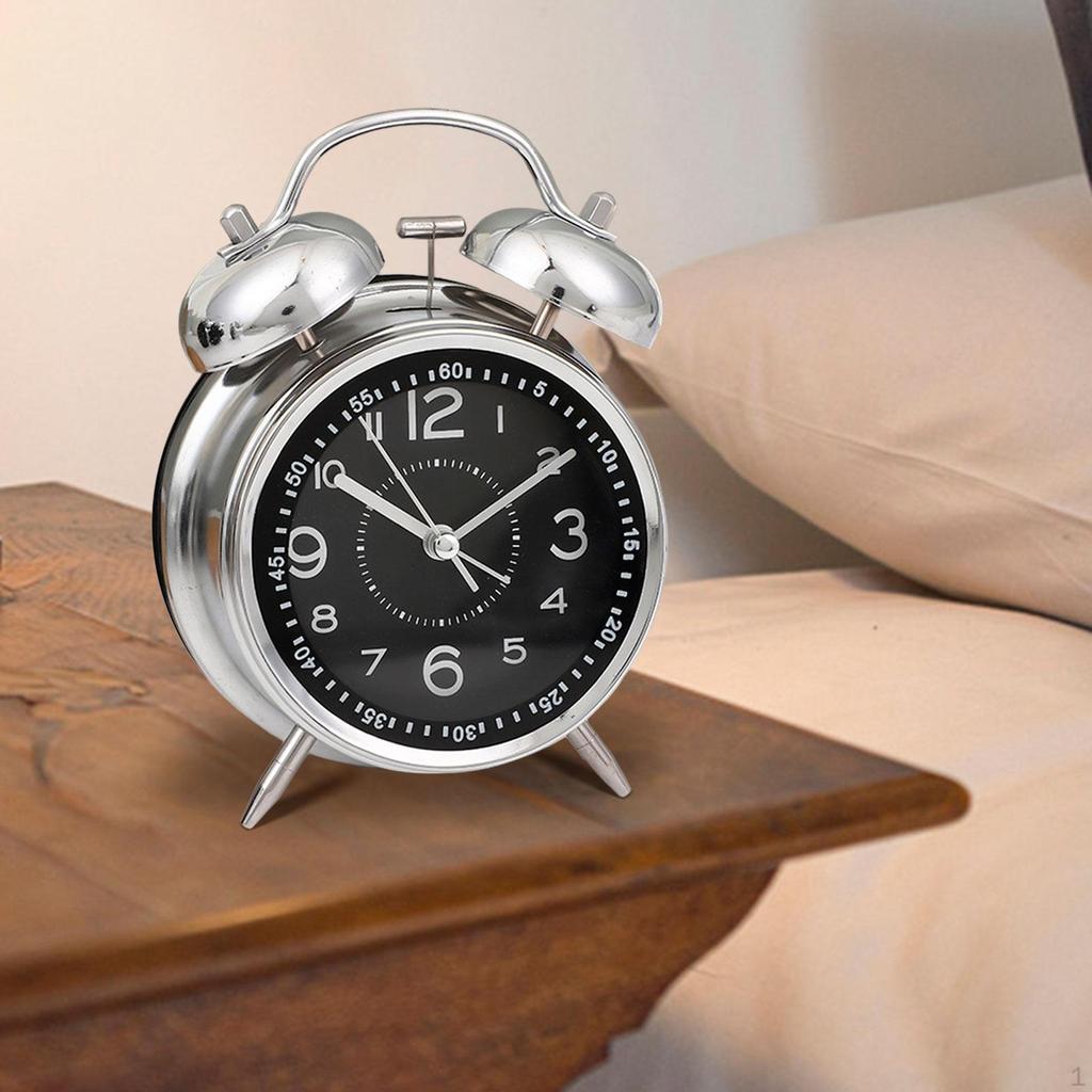 Analog Alarm Clock Desk Home Gift Hotel Luminous Dial Silent Non Ticking for Heavy Sleepers