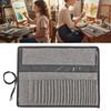 24 Holes Painting Brush Storage Pouch Grey Sketching Pencil Holder Roll Up Pen Bag Students