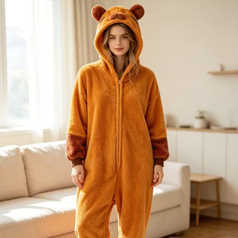 Unisex Onesie Capybara Kigurumi Adults Fleece Anime Pajamas Homewear Christmas Halloween Cosplay Costume Jumpsuit