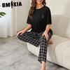 GMXIA Pajamas Women's Spring and Summer Thin Short-sleeved Trousers Homewear Suit