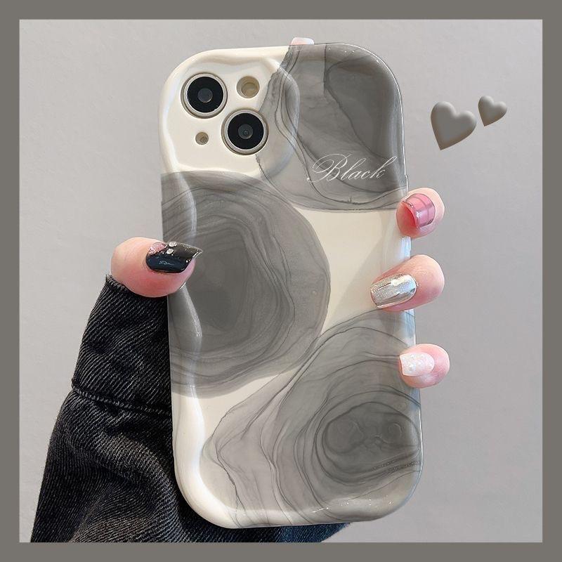 Smudge Ink Suitable for Apple 15 Mobile Phone Case IP14/16promax Transparent 11/12 Wave Pattern 13/xsmax