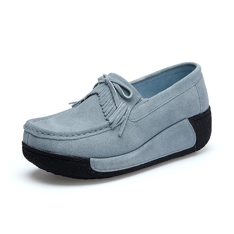 Autumn Thick Bottom Platform Sneakers Women Shoes Suede Leather Casual Shoes Women Tassels Zapatos Mujer Loafer 3351/3352