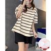 2023 Women's Summer Striped Short Sleeve Set with Chest Pad (Shorts and Long Pants)