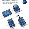 Blue Bathroom Accessories Set, 4 PCS Dark Navy Blue Bathroom Accessories Sets Complete, Diamond Pattern Bathroom Soap Dispenser and Toothbrush Holder