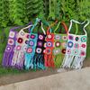 Crocheted Shoulder Tassel Bohemian Ethnic Style Tote for Beach Travel