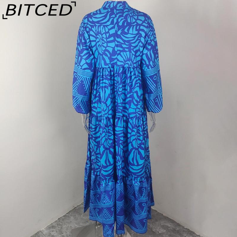 BITCED Spring Women's Wear: Elegant Commuter Fashion - Printed Loose-Fit Plus Size Dress