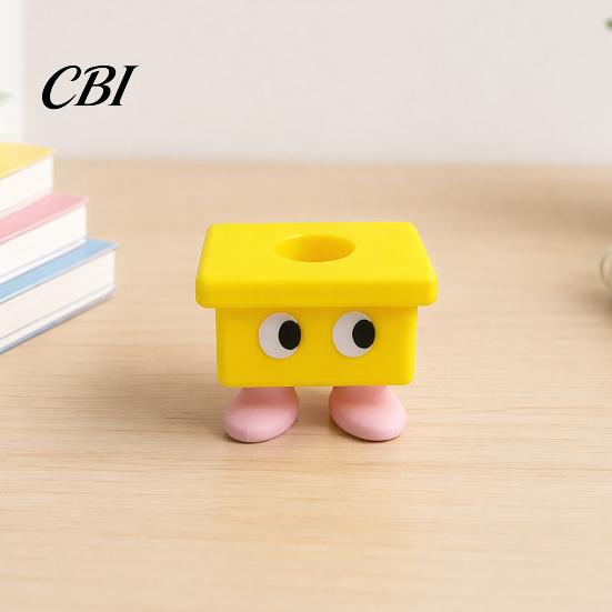 Small Feet Cartoon Stool Ornament 3D Printed Toothbrush Holder, Waterproof Moisture-Proof Cute Stable Non-tip Base Compact Storage Organizer