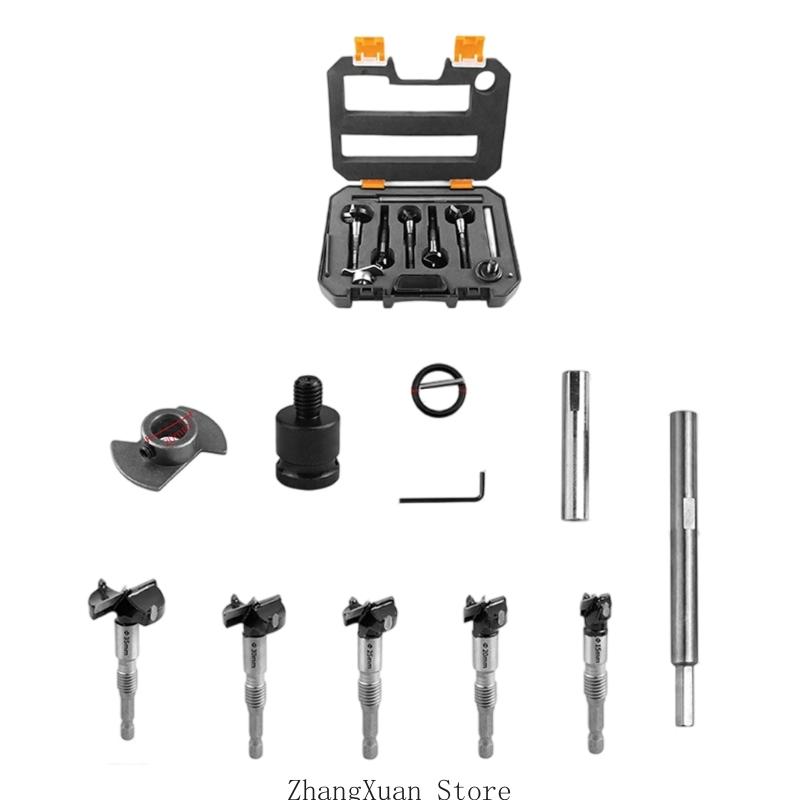 3XUF Professional Woodwork Drill Bit Set 15mm To 35mm For Hardwood With Storage Case