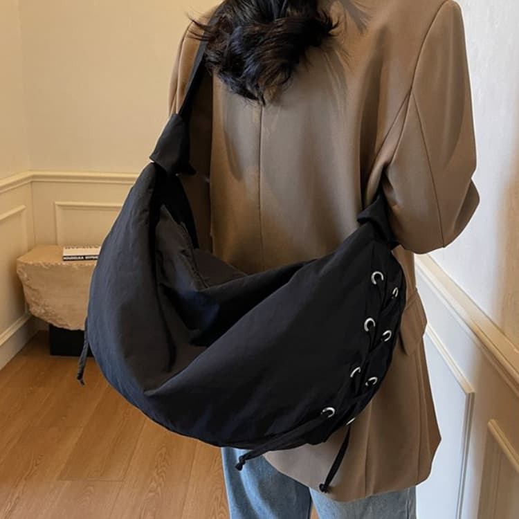 Simple Nylon Drawstring Tote Bag Women's Shoulder Bag