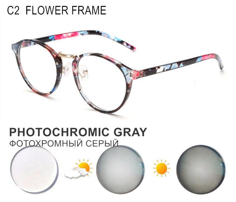 Myopia Glasses Prescription Custom Men Women Round Frame Photochromic Or Blue Light Blocking Lenses Correction Eyeglasses F632