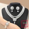 High-End Three-Piece Pearl Jewelry Set: Necklace, Earrings, Bracelet for Bridal Gowns