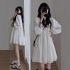 Women's White Puff Sleeve Shirt Dress - Spring/Summer 2024 Yunnan Travel Outfit