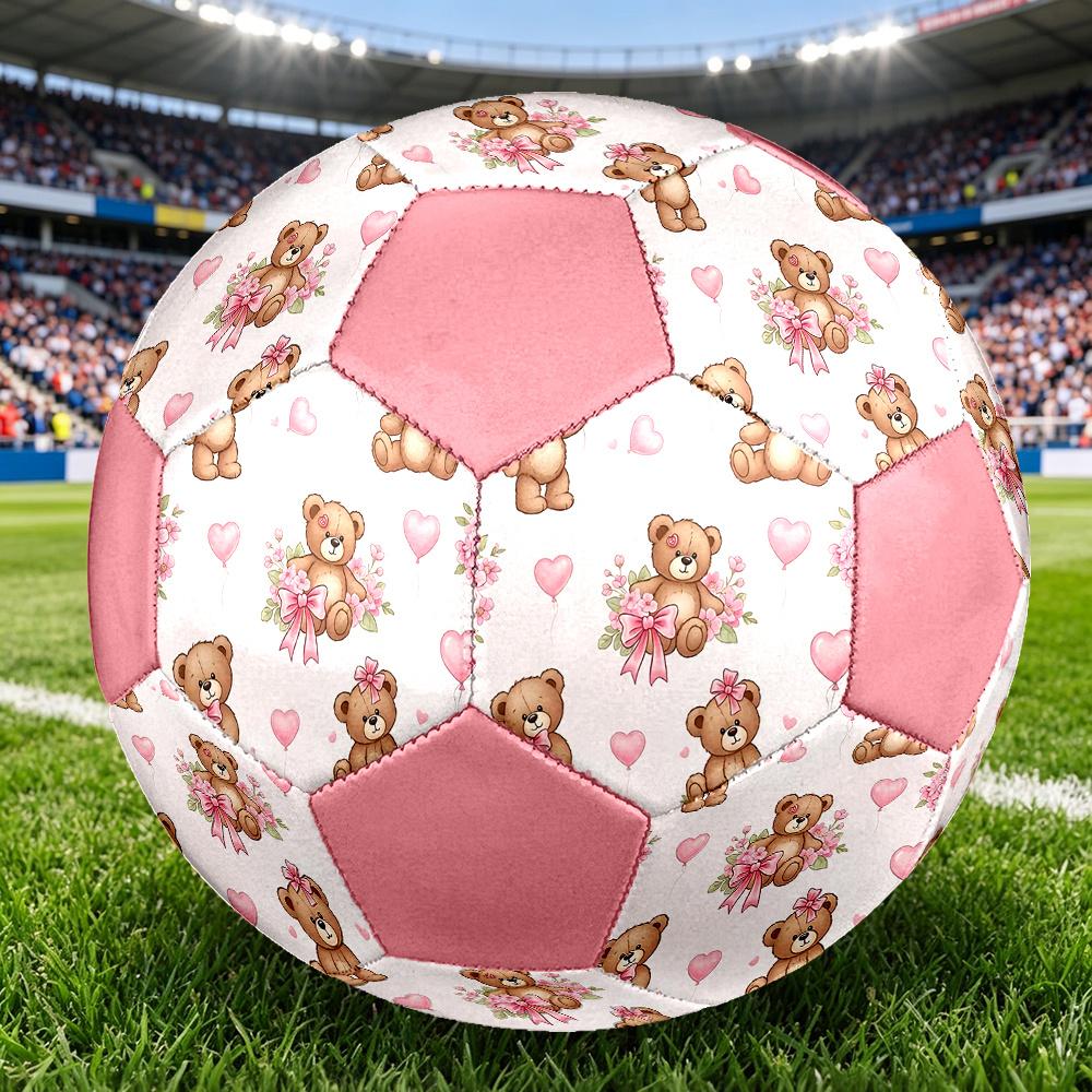 1PC Teddy Bears Balloons Abstract Colorful Soccer Ball Size 5 Football Machine Sewn Indoor/Outdoor Universal Football Gift W8