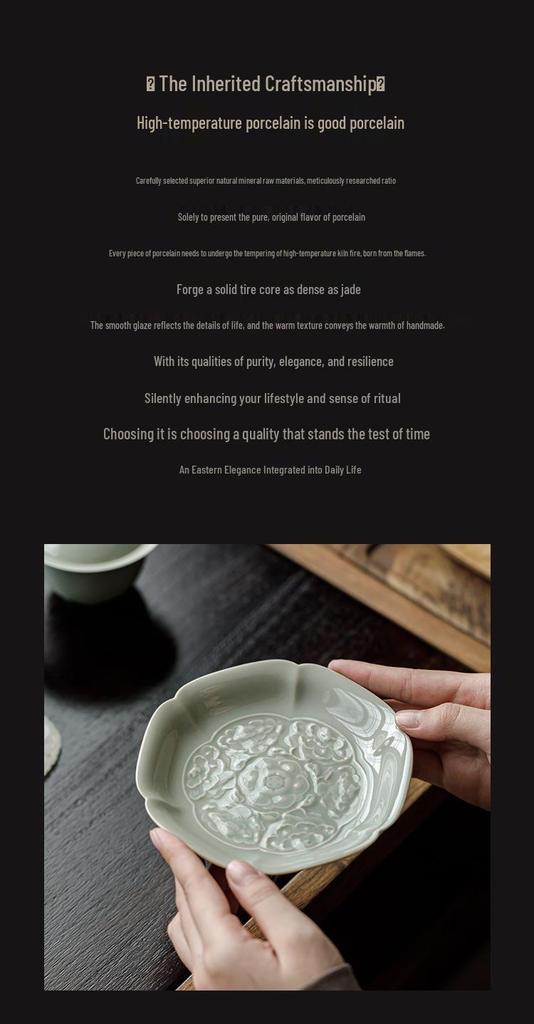 Guanlan Embossed Banana Moon Ceramic High-Footed Tea & Snack Plate – Retro Design