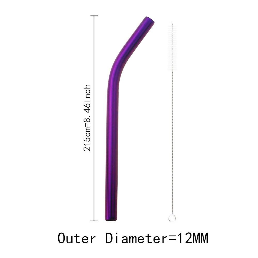 Vícebarevná pitná brčka Ekologická nerezová brčka na nápoje s čisticím kartáčkem