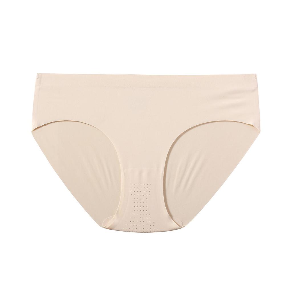 Seamless Ice Silk Butt-Lifting Tummy-Control Mid-Waist Plus Size Panties with Breathable Cotton Crotch