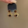 K Real Gold Electroplated Silver Needle Tiger's Eye Stone Love Earrings Retro Court Style Stud Earrings Light Luxury High-end Earrings Women