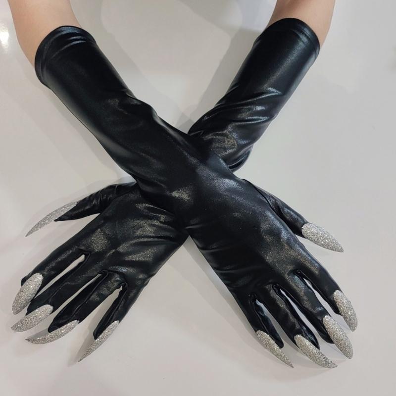 Guanti Blingbling per Dita Intere con Unghie Lunghe per Costumi di Halloween Accessori Guanti per Unghie Unghie Lunghe