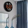 Multifunctional Wall Clock Round Remote Control Time Week Date Temperature Humidity Display for Home Dining Room