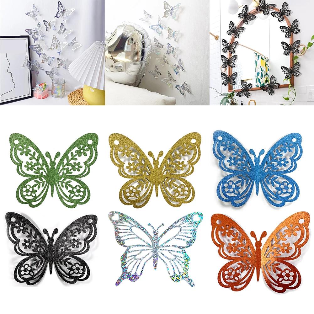 PVC Butterfly Stickers 3D Butterfly Wall Stickers Eye-catching Design Flexible Usage Options Realistic Appearance 3D Stickers