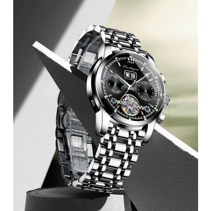 POEDAGAR Business Watch Men Luxury Fashion Stainless Steel Sport Watches Masculino