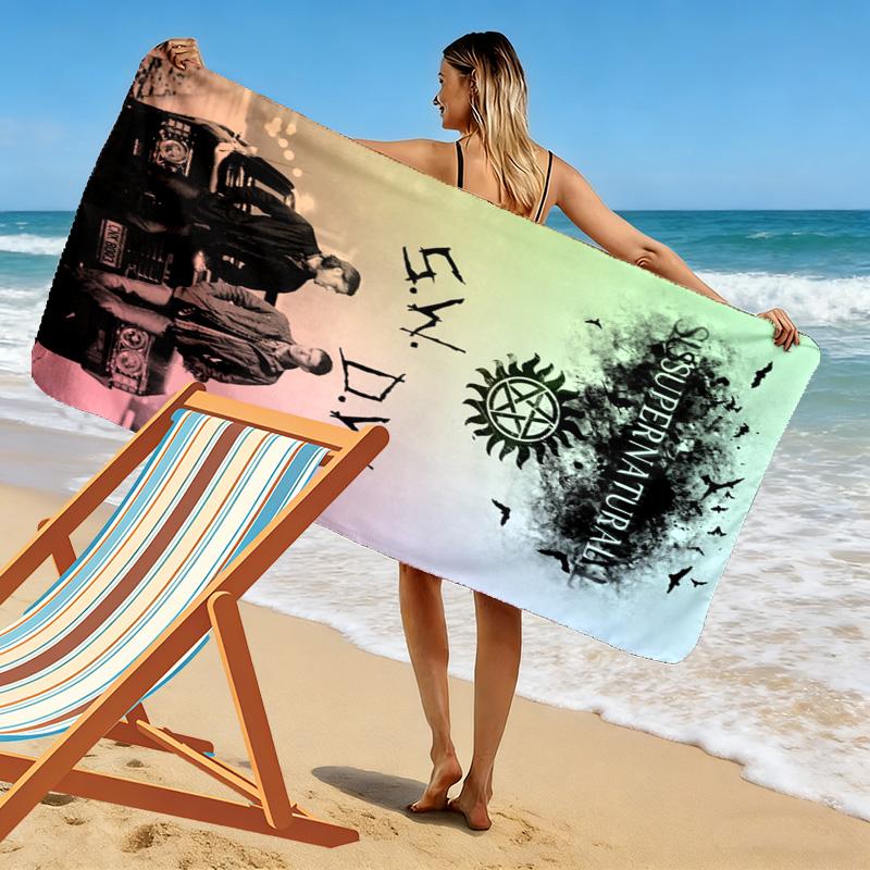 Supernatural Print Beach Towel, Large Soft Quick Dry Towel for Beach Camping Swimming
