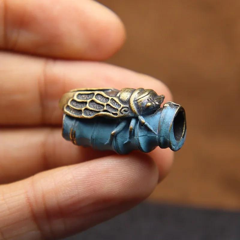 1Pc Bamboo Cicada Brass Knife Beads DIY Paracord Beads Lanyard Key Chain Pendant Accessories Outdoor Tool Umbrella Rope Hangings