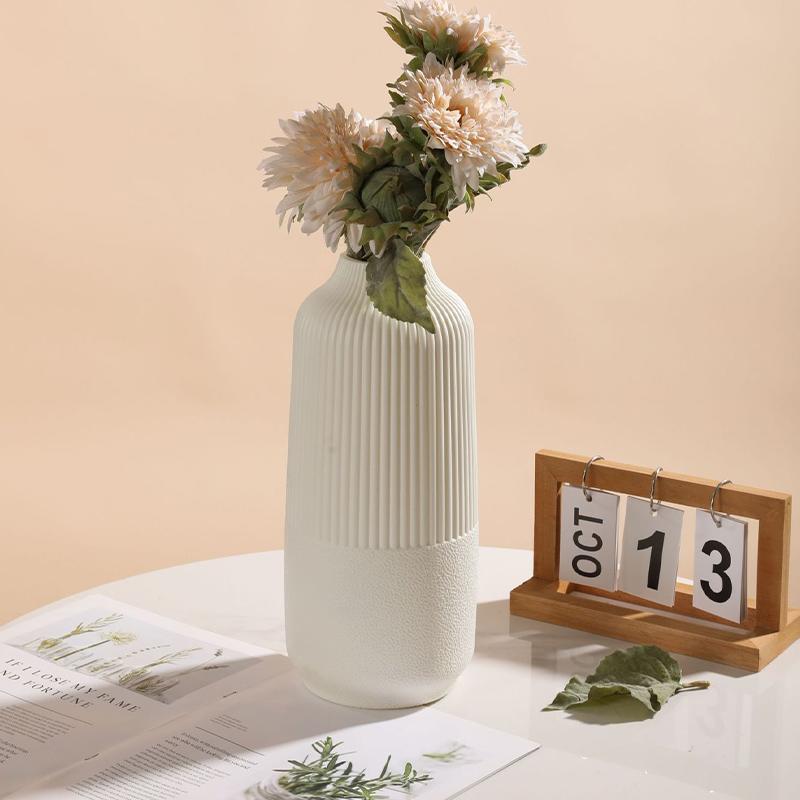 White Imitation Flower Pot Creative plastic vase Drop Resistant Simulated Ceramics Home Dining Wedding Table Decor Ornament