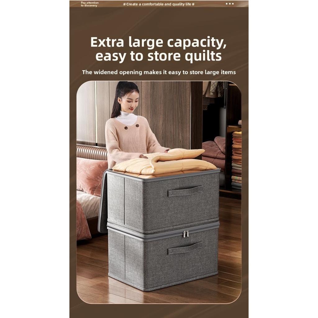 Faltbare Aufbewahrungsbox mit Deckel - Moderner grauer Stoff-Organizer, geeignet für Kleidung, Bettwäsche und Haushaltsgegenstände