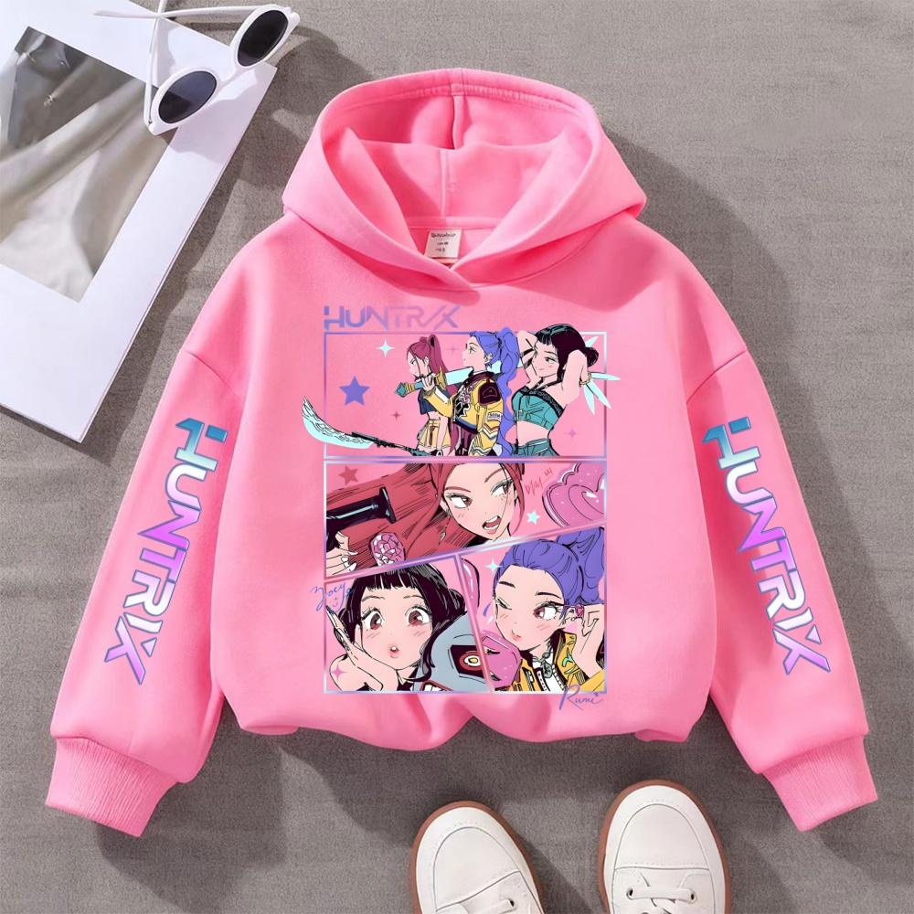 Kpop Demon Hunter Anime Hoodie Girls' Clothing Saja Cosplay Cartoon Pattern Sweatshirt Y2K Casual Everyday Pullover Hoodie