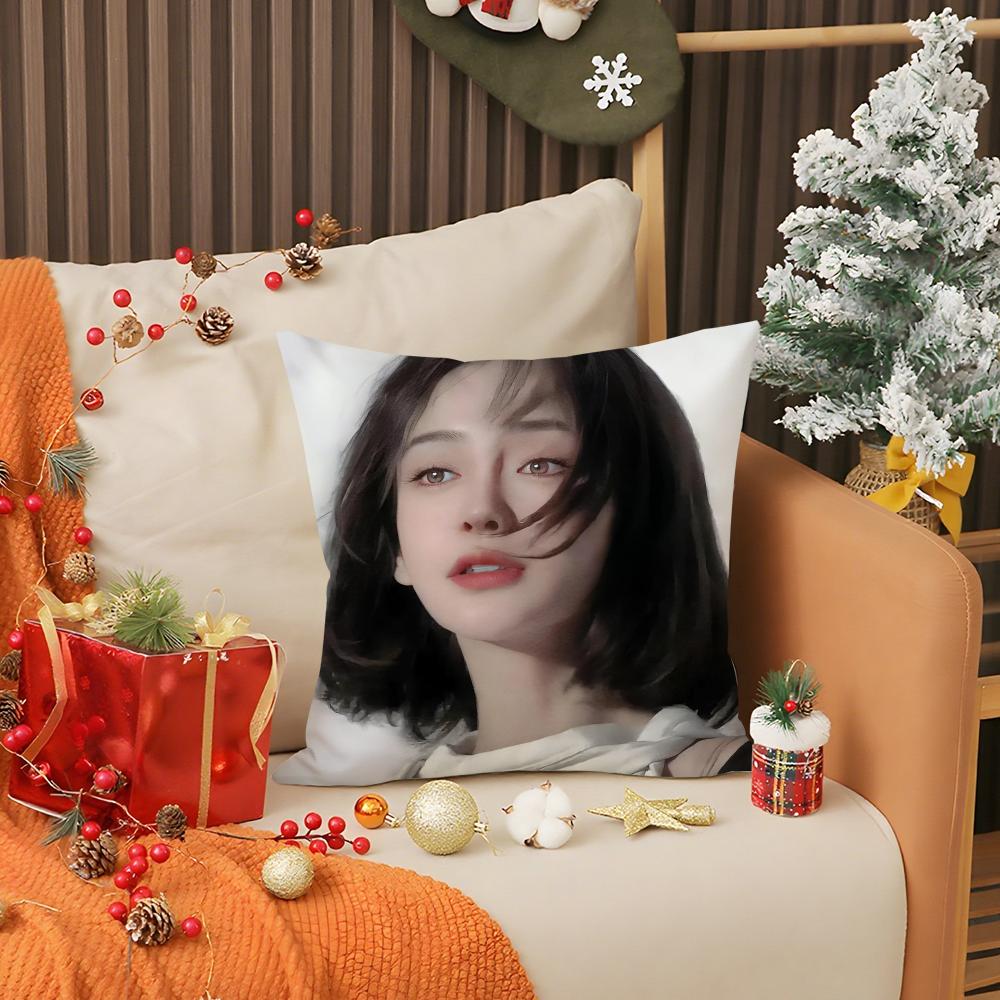 Famous Star Angelababy Pillow Case Living Room Sofa Decorative Cushion Cover Simple Household Light Luxury Printed Pillow