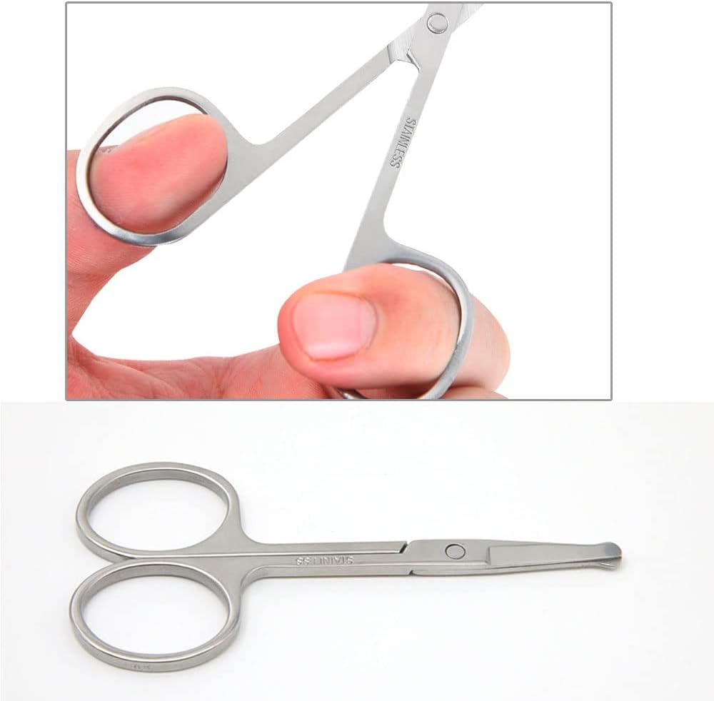 1PCS Rounded Tip Nose Hair Scissors, Stainless Steel Nose Trimmer, Facial Hair Scissors for Trimming Small Details Facial Hair