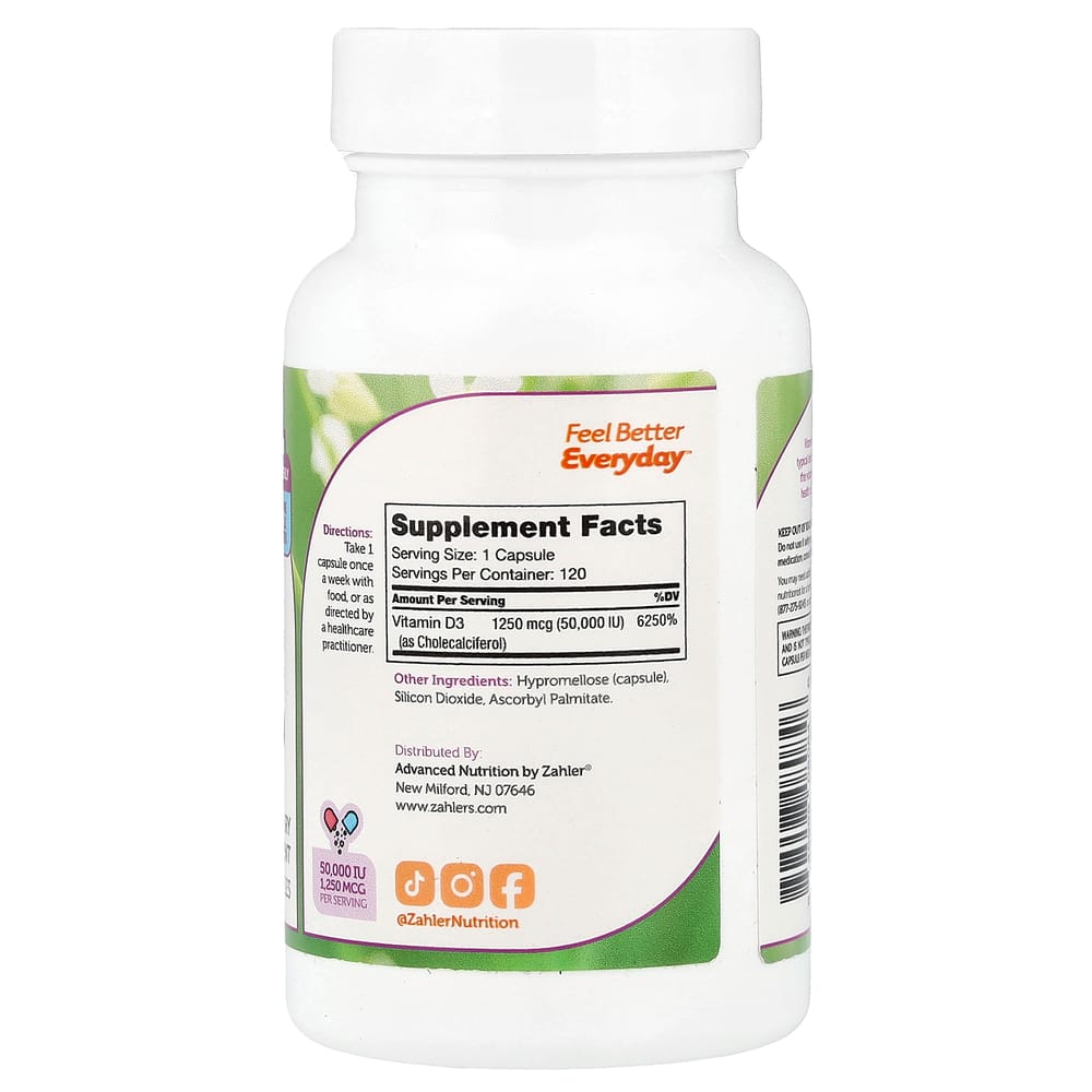 Xylor Vitamin D3 1250mcg (50000 IU) Capsules, 120 Count