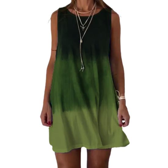 Damska Letnia Sukienka Gradientowy Kontrast Kolorów Bez Rękawów Linia A Luźna Okrągły Dekolt Typ Kamizelki Codzienna Wakacyjna Odzież Domowa