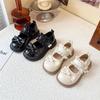 Korean-style shiny leather girls' shoes with double bows, princess shoes for autumn2026New style women's loafers, versatile and stylish