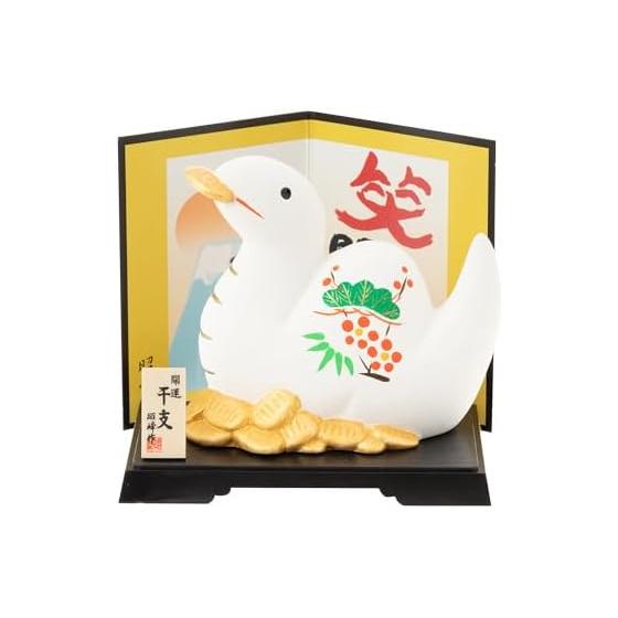Seto Togeisha 2025 Zodiac Figurine Compact Snake Snake New Year Decoration Good Luck Oval Gold Luck Fukumi Akihogama 159