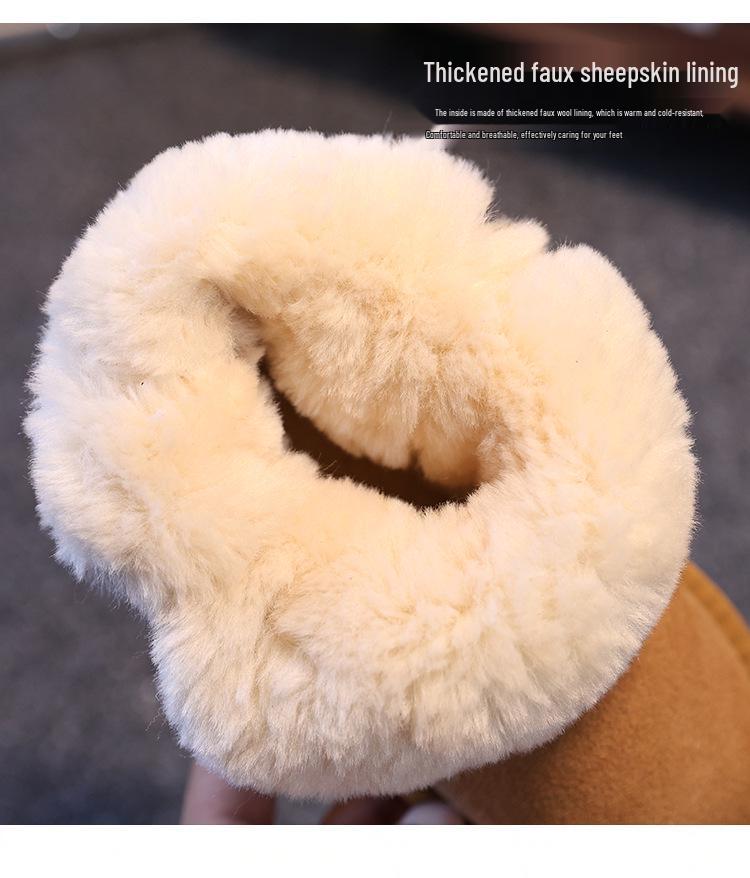 Children's Cowhide Fleece-Lined Snow Boots - Warm, Non-Slip for Boys & Girls