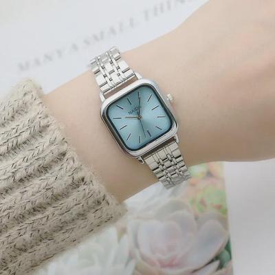 Artistic Square Quartz Watch with Steel Band for Women and Girls - Fashionable Forest Design