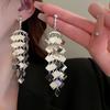 Silver Needle Diamond Fringed Metal Earrings European and American Fashion Long Earrings Light Luxury Personality Design Earrings Women