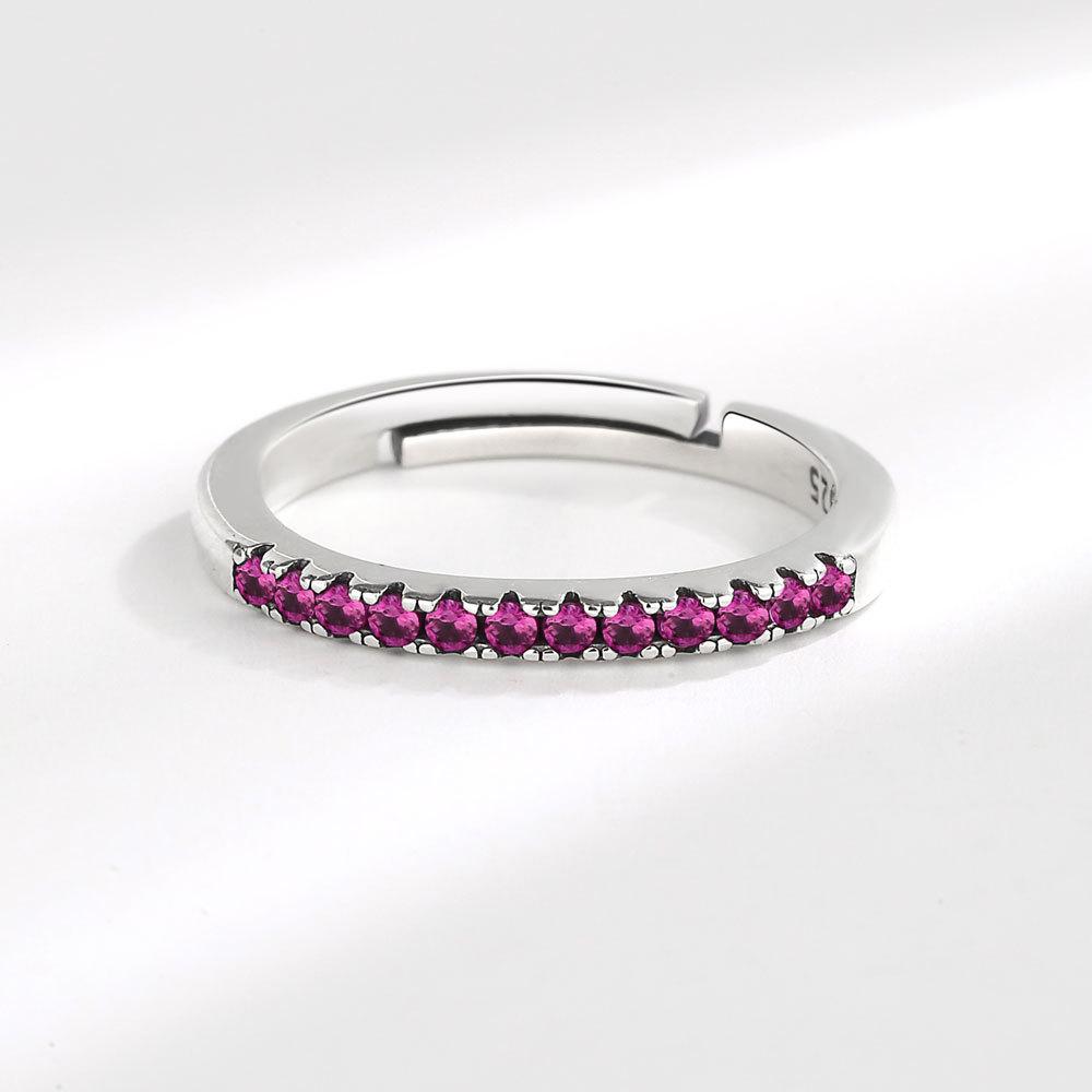 S925 Silver Rainbow Zircon Ring For Women Light Luxury Niche Colorful Band Fashion Jewelry Gift