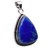 Lapis Lazuli Natural Gemstone Antique Silver Plated Pendant 2" J 1045