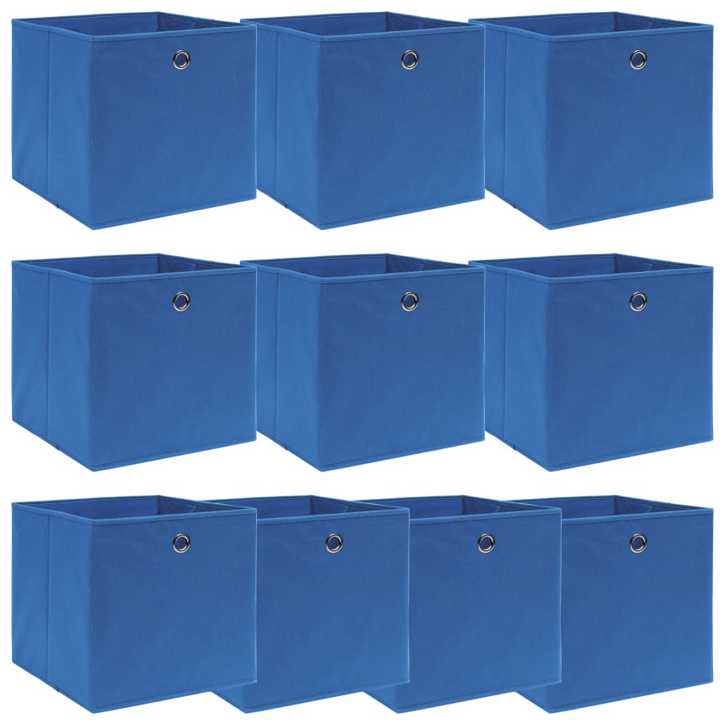 vidaXL Aufbewahrungsboxen 10 Stk. Blau 32x32x32 cm Stoff blau