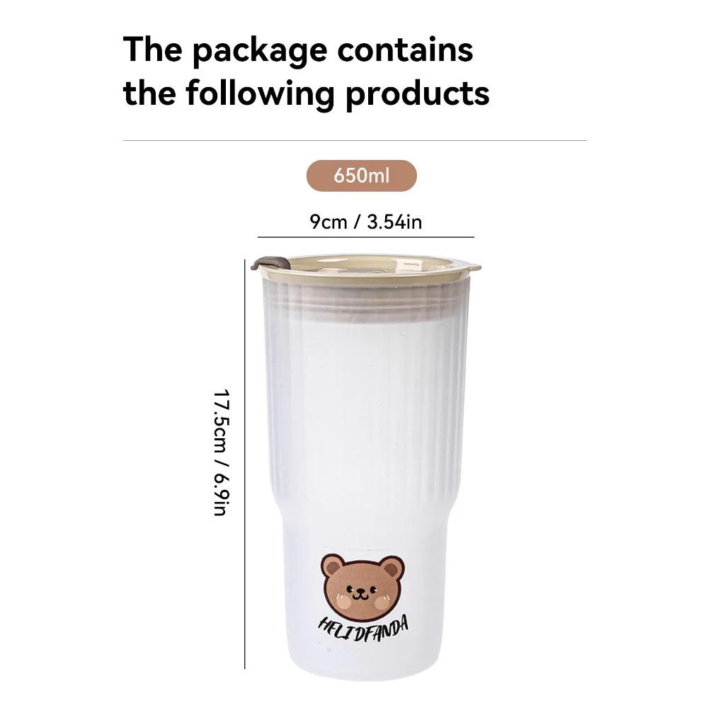 WORTHBUY 650 ML Becher Reise Tragbar Kunststoff Kaffeetasse Hitzebeständig Versiegelt Auslaufsicher Wasserflasche Für Student Erwachsener