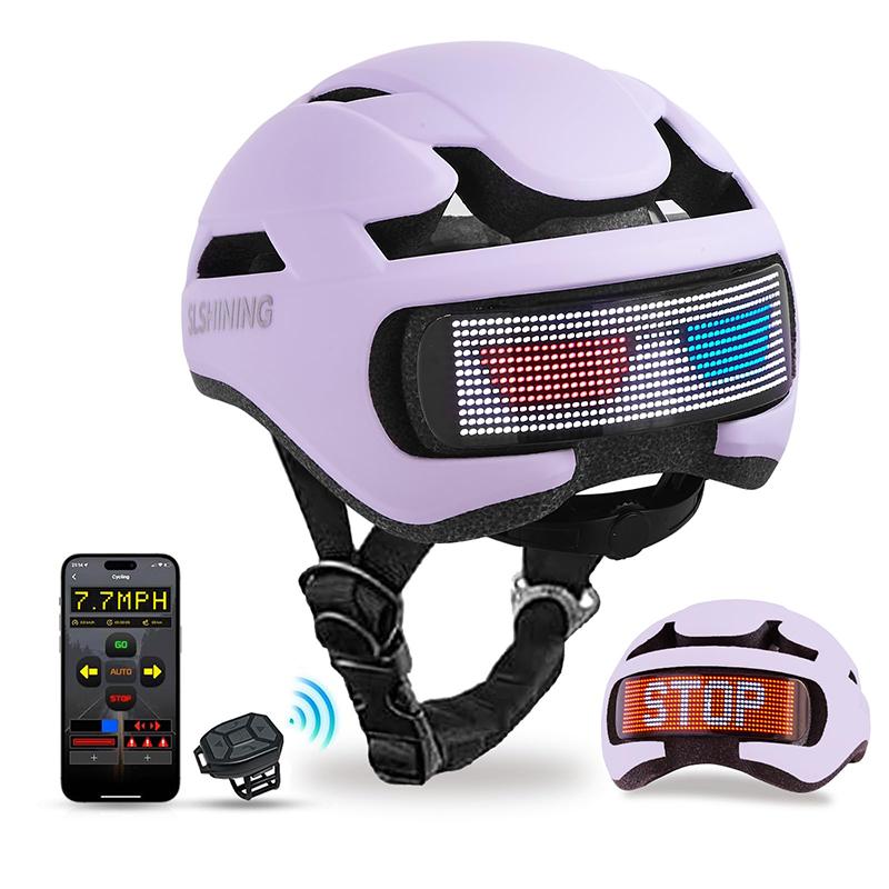 

Cycling Helmet with LED Display,Integrally-Molded Adjustable Sports Bike LED Helmet For Men Women Mtb Mountain Road Bicycle L фиолетовый