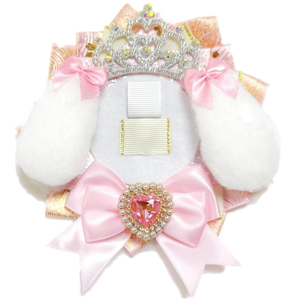 Rosette for can badges Ita rosette Deco Ita bag Oshikatsu Oshi goods Rabbit Angel area Can badge case 57mm 76mm [efShop] [Rabbit ears] (New pink,