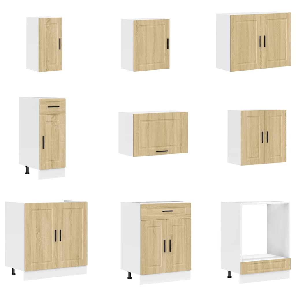 Kitchen Cabinet Set, Porto, 14-Piece, Sonoma Oak