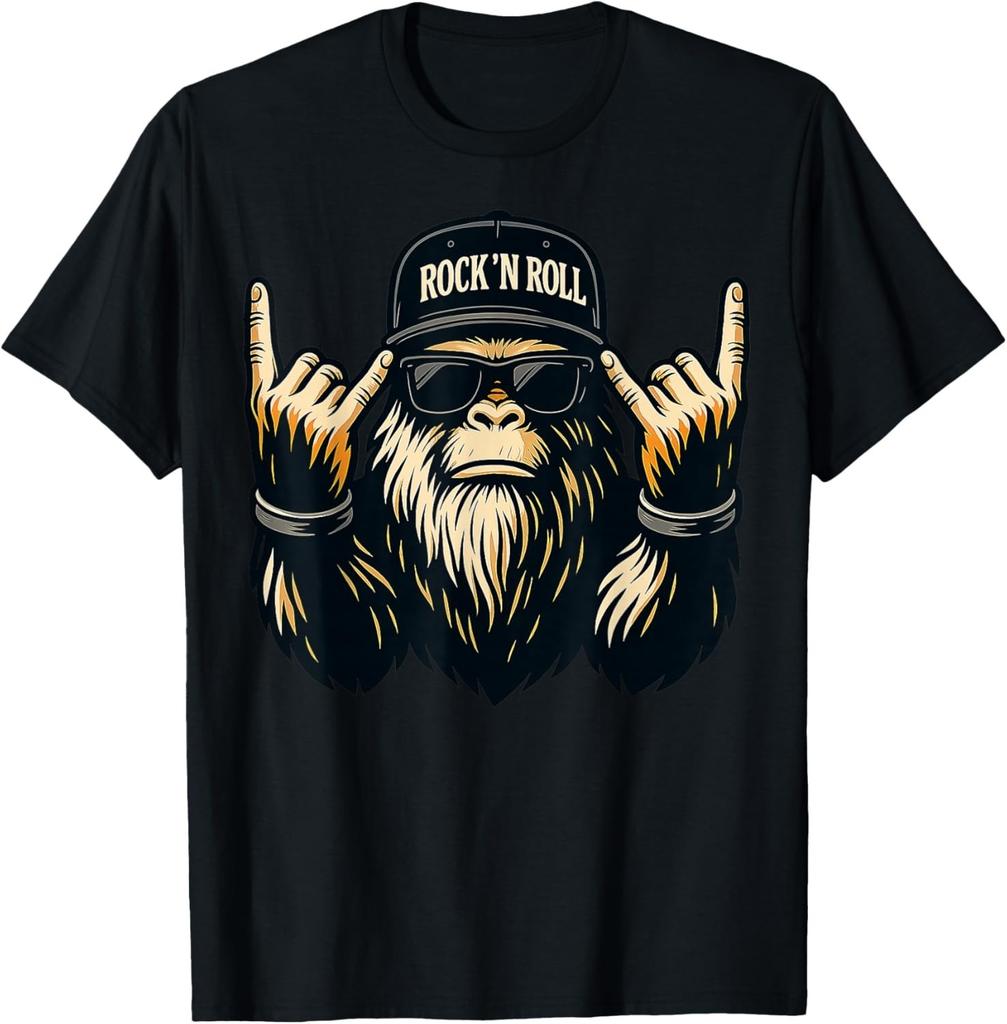 Bigfoot Rock On Sasquatch Heavy Metal Vibes Men Women Kids unisex T-Shirt Unisex T-Shirt