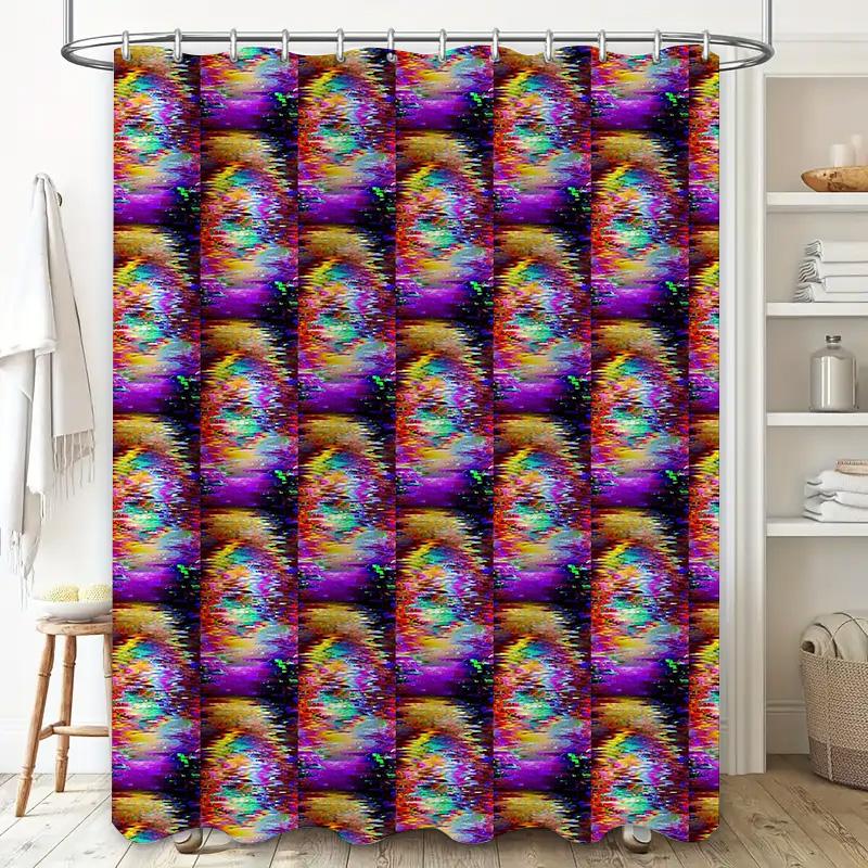 Vivid Pixel Art Shower Curtain Modern Abstract Geometric Bathroom Decor Backdrop Waterproof Washable Home Textile
