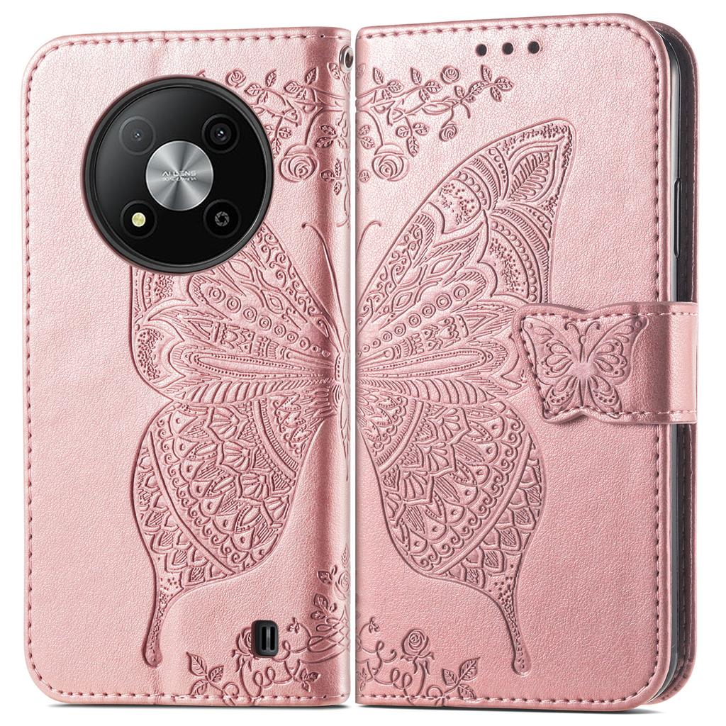 For ZTE Blade A73 5G Case Butterfly Pattern Phone Wallet Cover with Wrist Strap